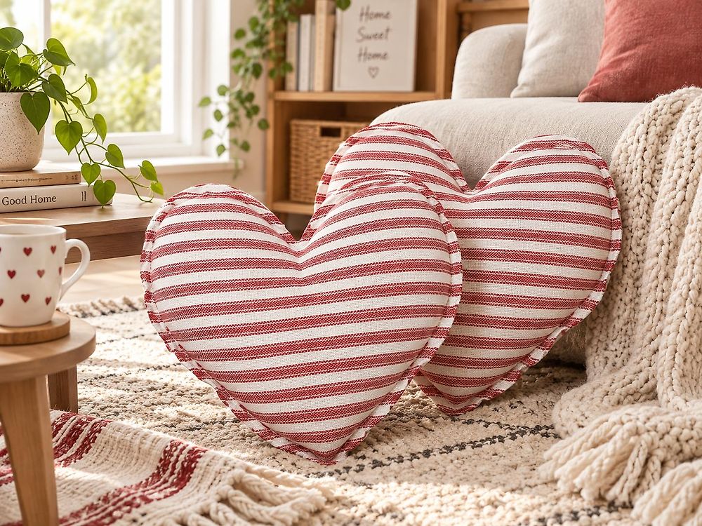 Dekokissen 2er Set RUBIA 45 x 45 cm Baumwolle Rot Streifenmuster