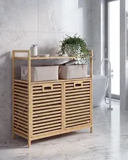 Tilt-Out Laundry Cabinet CEJAR 88 cm Bamboo Light Brown_1144736