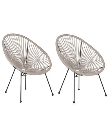 Set of 2 PE Rattan Accent Chairs Light Grey ACAPULCO II