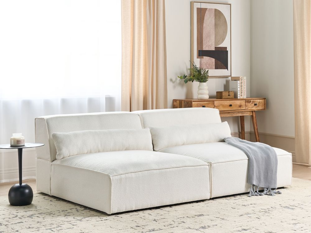 2 Seater Modular Boucle Armless Sofa White HELLNAR Beliani