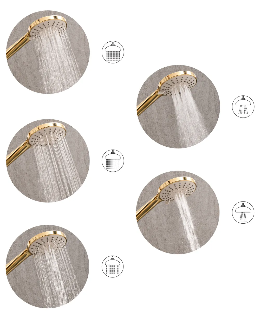 Shower Head and Hose Kit UCHIZA 5-function Gold_1007054