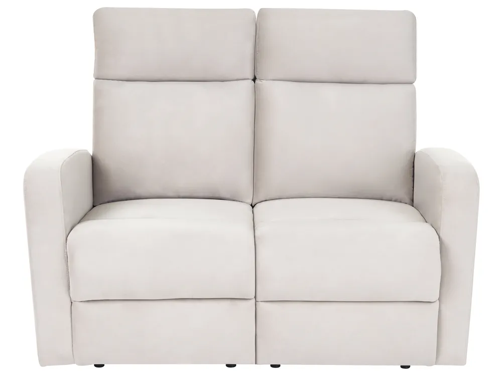 Manual Recliner Sofa 2 Seater VERDAL with Footrest Velvet Beige_1081126