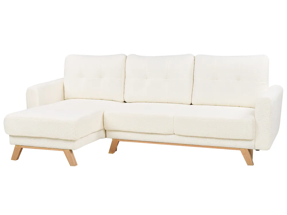 Corner Sofa Bed 3 Seater SIRO with Storage Boucle Off-White Right Hand_894712
