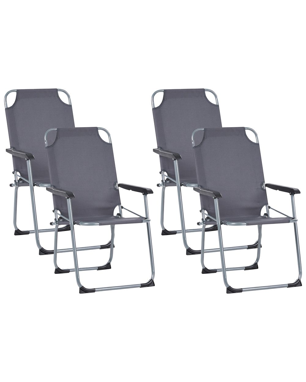 Lot de 4 chaises de jardin GALATSI Pliant Métal Gris