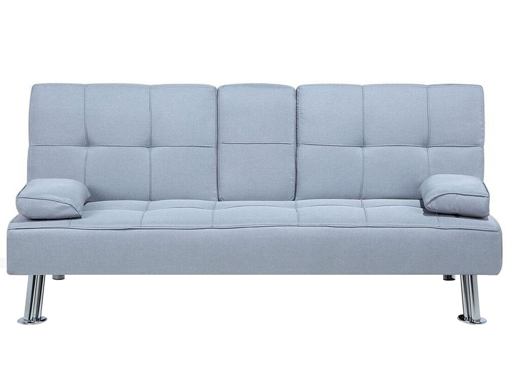 Divano letto 3 posti ROXEN Tessuto Grigio chiaro
