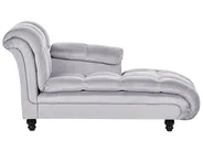 Left-Hand Chaise Longue LORMONT Velvet Light Grey_763315