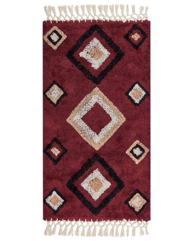 Teppich Baumwolle rot 80 x 150 cm geometrisches Muster SIIRT
