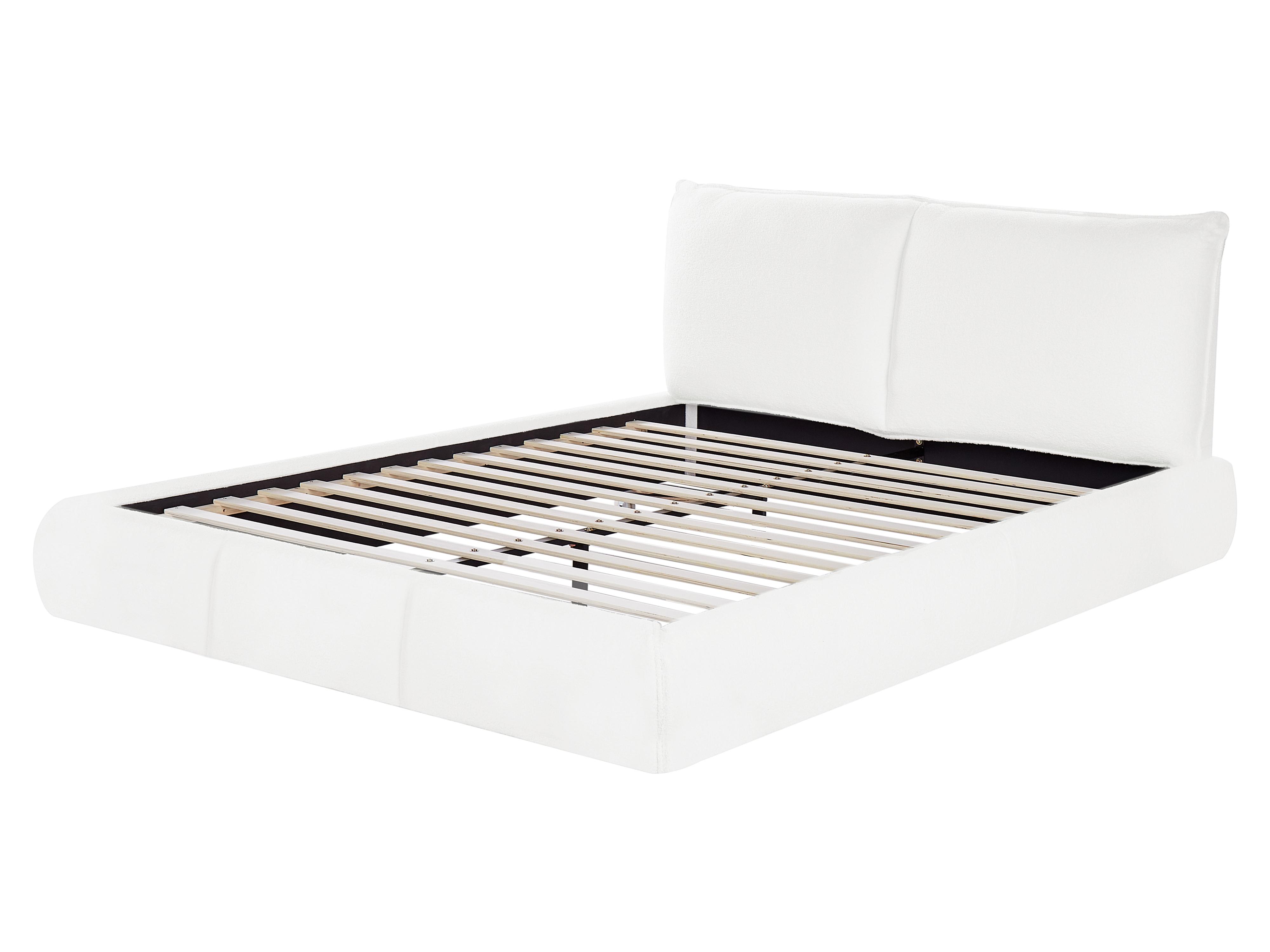 Bett mit Lattenrost Bouclé VINAY 160 x 200 cm Weiß_945820