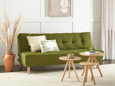 Fabric Sofa Bed Green ALSTEN