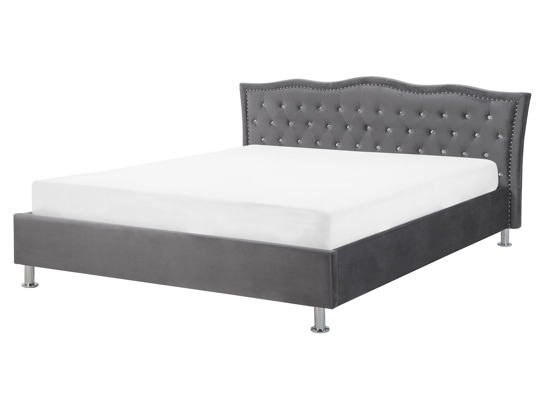 Velvet EU King Size Bed Dark Grey METZ_736336
