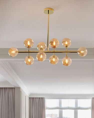 10 Light Pendant Lamp Gold RAMIS