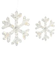 Set of 2 Christmas Decorations LED GURRE 40/50 cm Snowflake White_1015506