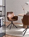 Set of 2 Dining Chairs Swivel WARNER Faux Suede Brown