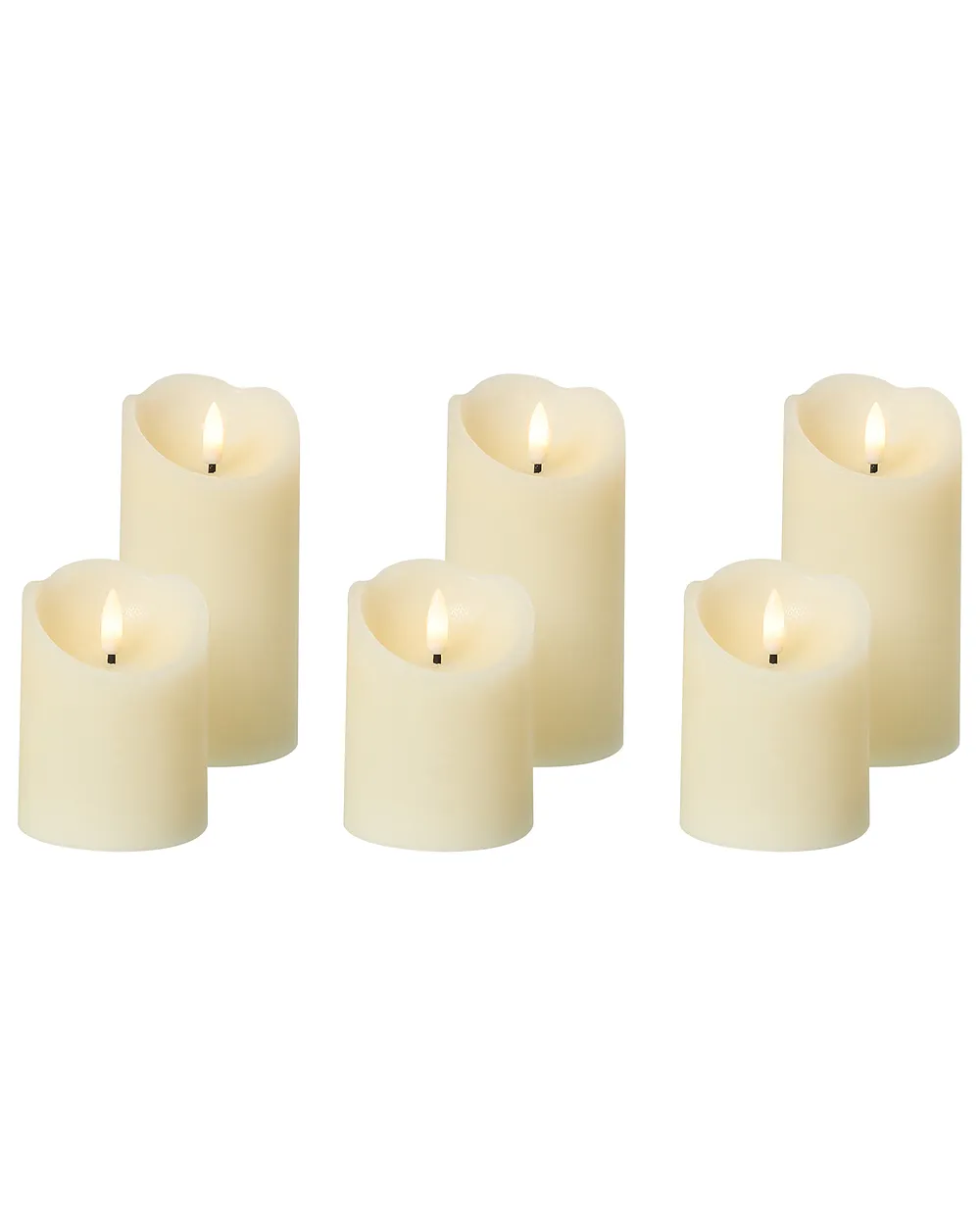 Conjunto de 6 velas LED AMOREA 10/15 cm Blanco crema