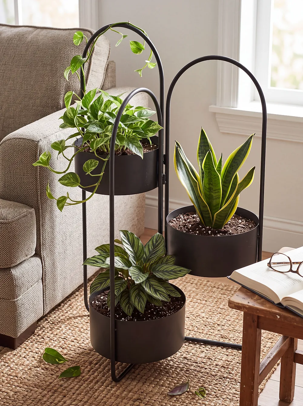 Supporto per vasi COLUTENA 56 cm Metallo Nero_1179138
