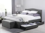 Bed with Storage Drawers MONTPELLIER Fabric Dark Grey 160 x 200 cm (EU King Size)_714431