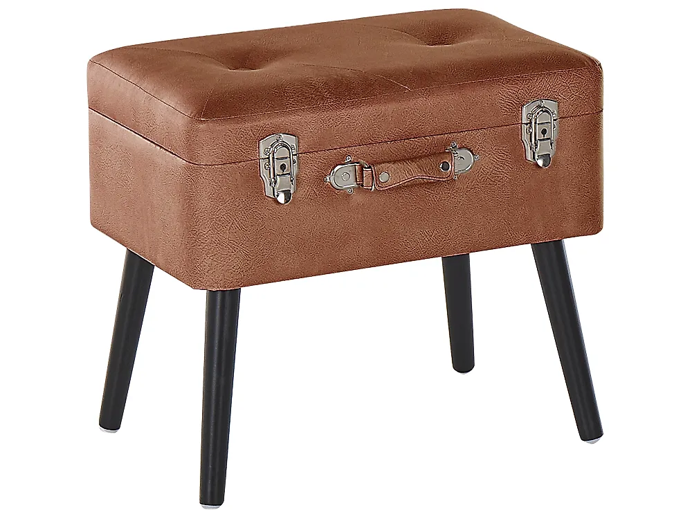 Hocker mit Stauraum MALLARD Kunstleder Goldbraun