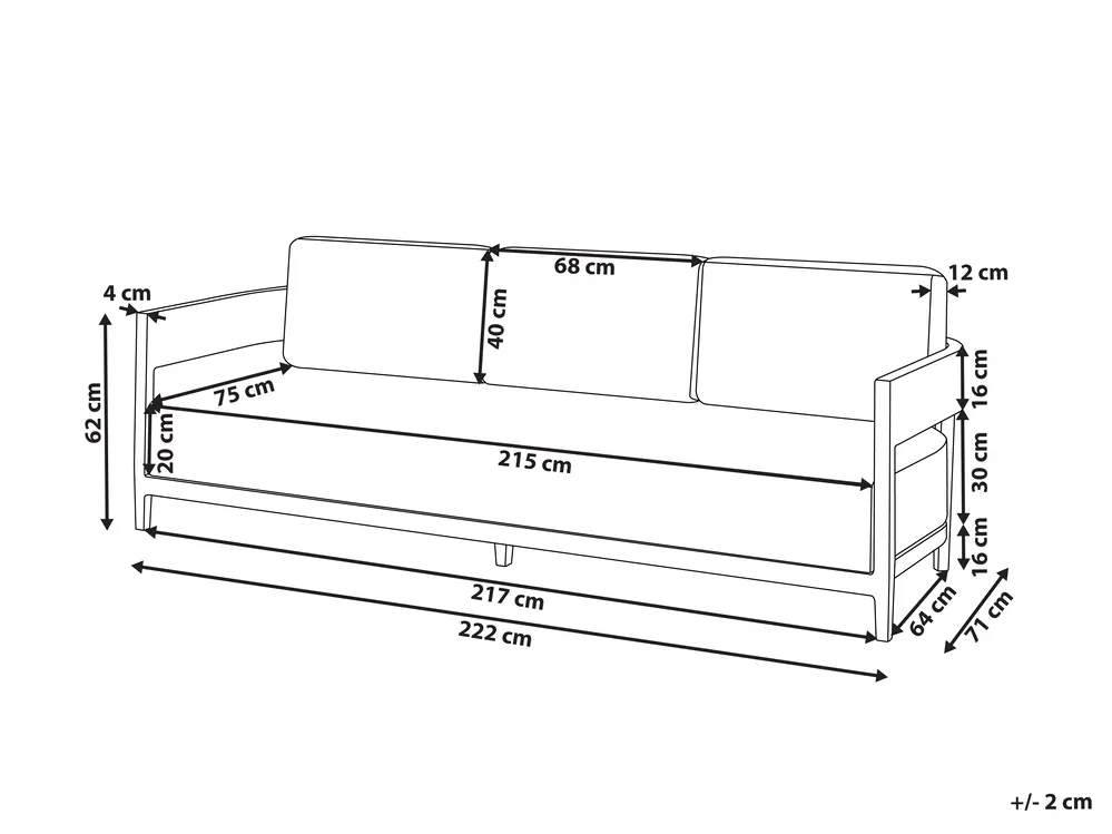 Garden Sofa 3 Seater SAMPIERI Metal Brown_1000088