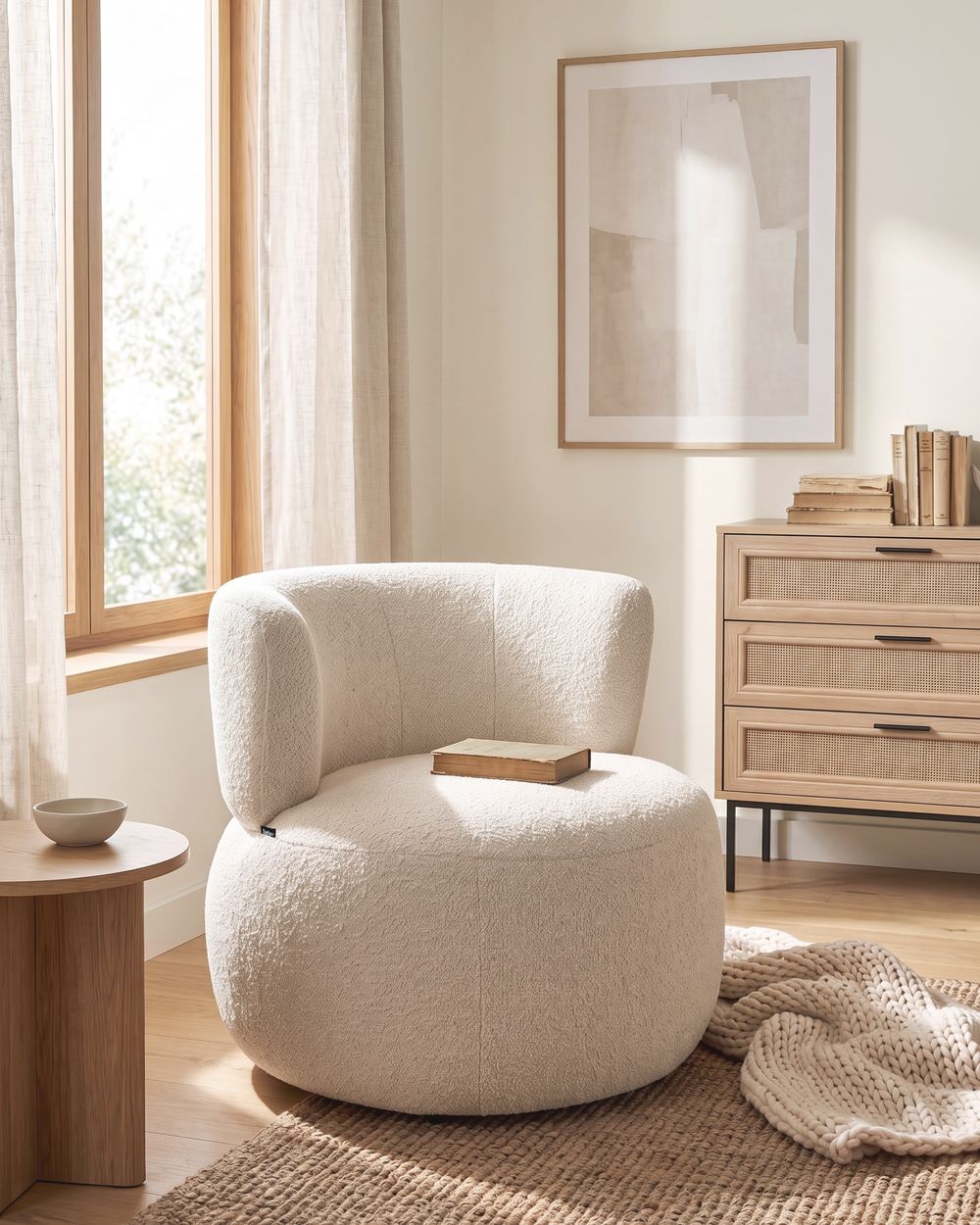 Sessel VOLDA Chenillegewebe Hellbeige