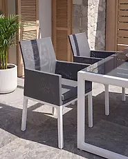 Lot de 2 chaises de jardin avec coussins BACOLI Tissu Gris foncé_1177374