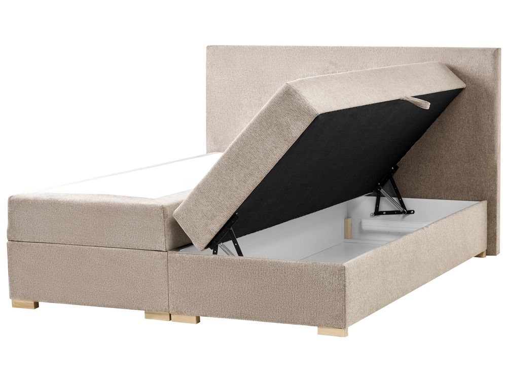 Boxspring met opbergruimte MAJOR Stof Taupe 160 x 200 cm