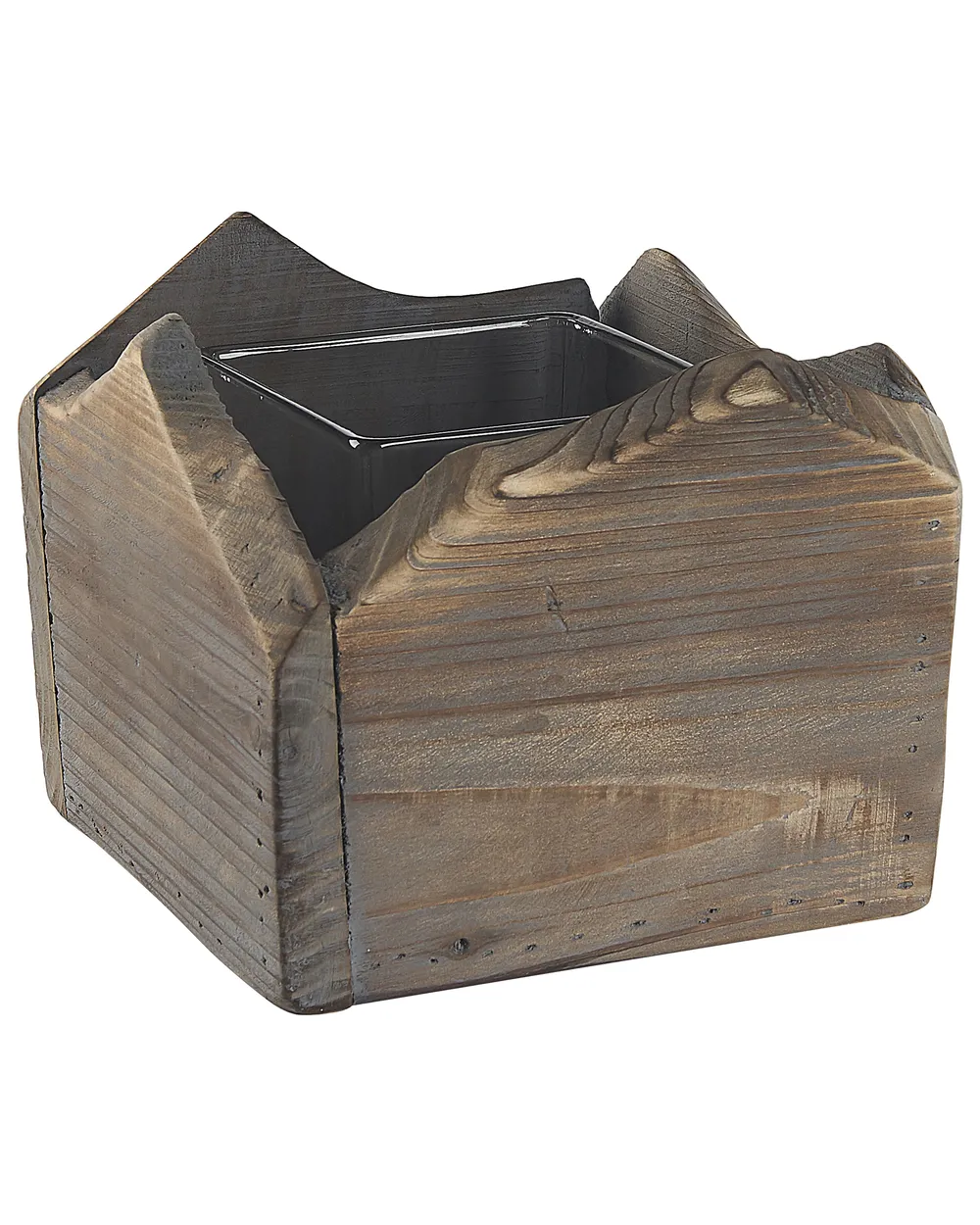 Set of 2 Candle Holders PLATEROS 15/12 cm Fir Wood Dark Brown_791707