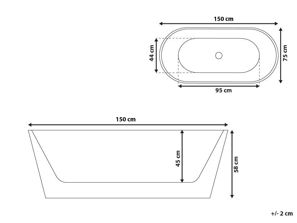 Freestanding Bathtub HAVANA 1500 x 750 mm White_762869