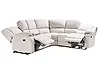 Sofá esquinero reclinable manual ROKKE con puerto USB Tela Blanco crema Izquierda