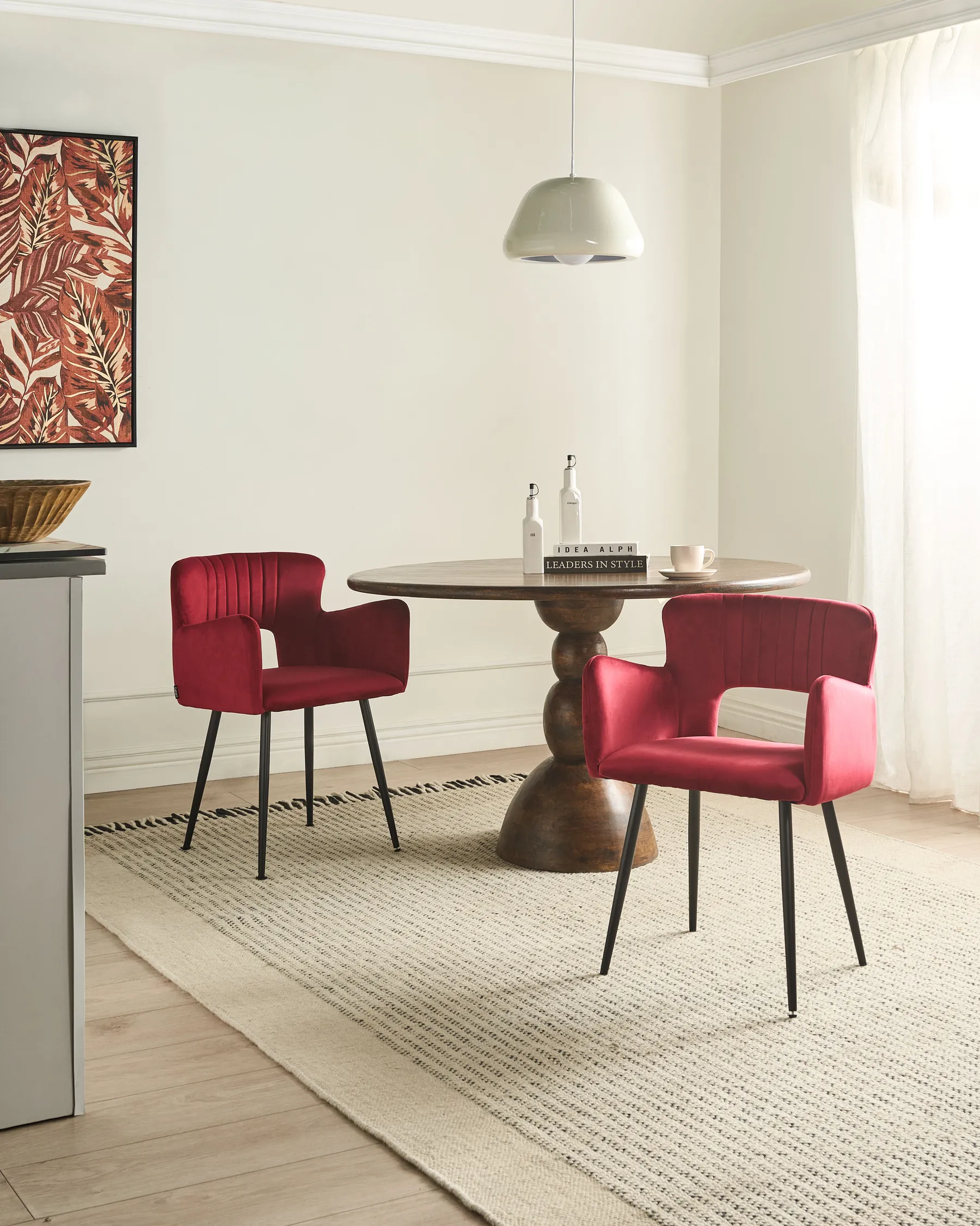 Set di 2 sedie da pranzo SANILAC Velluto Rosso scuro_1038727