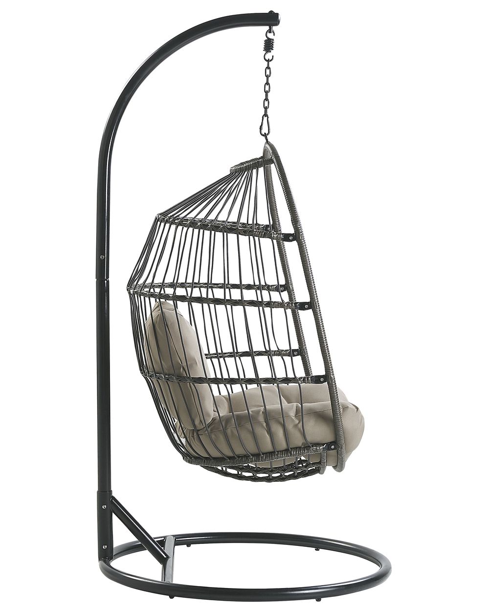 Black rattan hanging chair discount