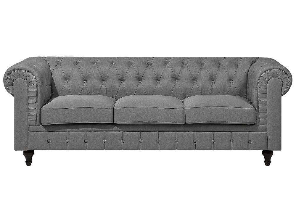 Canapé 3 places CHESTERFIELD Tissu Gris clair
