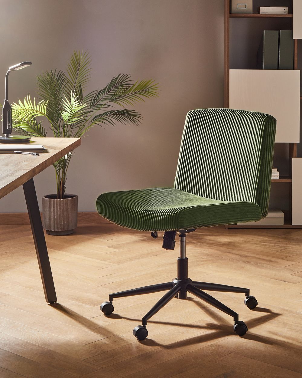 Chaise de bureau GEDDES Velours côtelé Vert