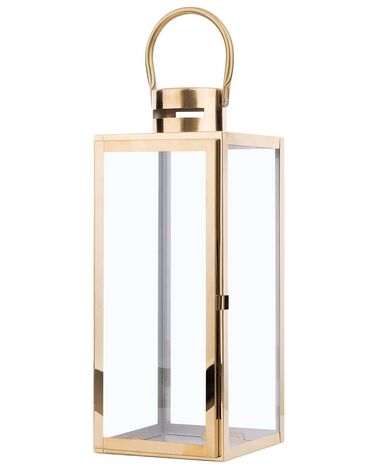 Steel Candle Lantern 34 cm Brass CYPRUS