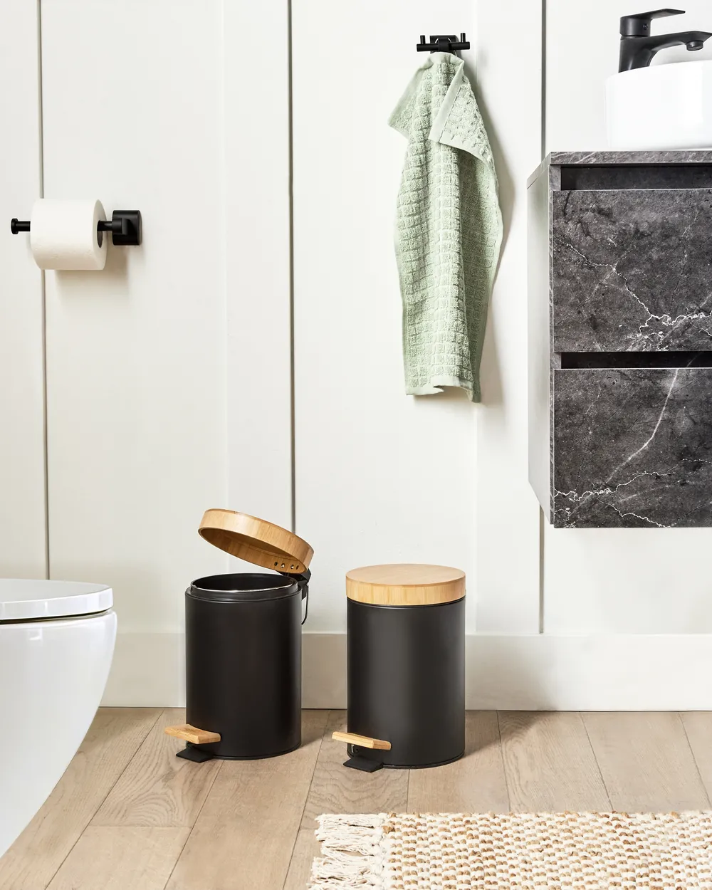Zestaw 2 koszy na śmieci z pedałem 3 L ECOSMART Metal Czarny