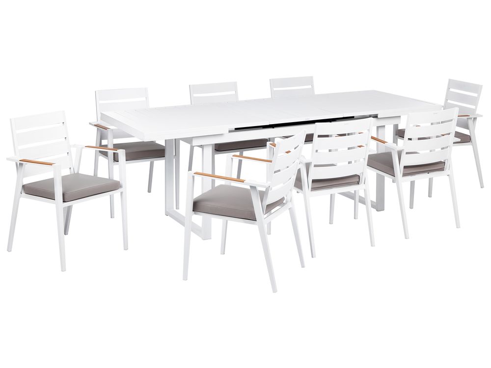 Garden Dining Set 8 Seater VALCANETTO/TAVIANO with Cushions Metal Grey