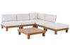 Lounge Set Aluminium heller Holzfarbton 5-Sitzer modular Auflagen weiss SANZA_932416