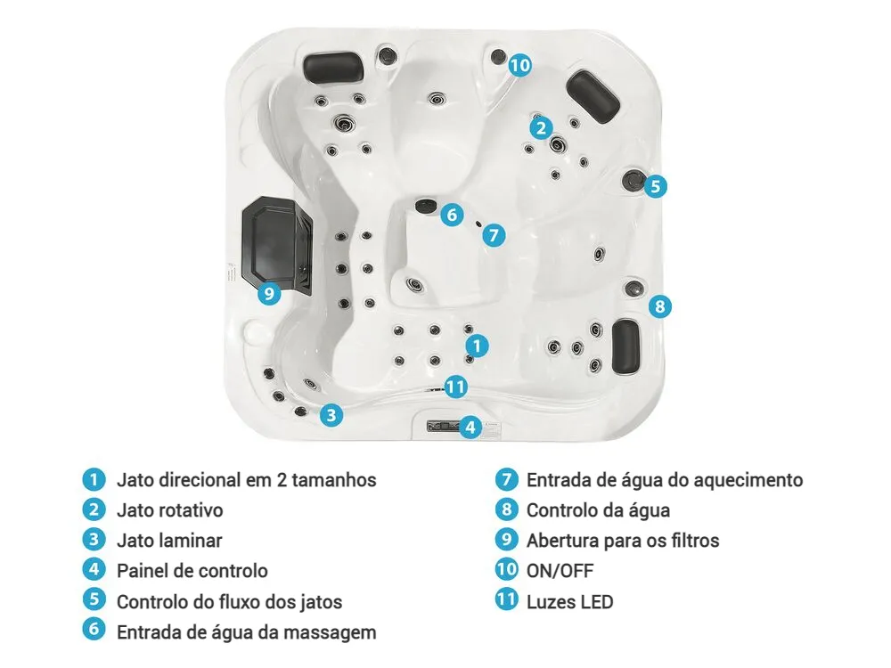 Banheira de hidromassagem com LED para exterior LASTARRIA Branco_820189