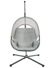 Hanging Chair with Stand ALVIANO Fabric Light Grey_960453