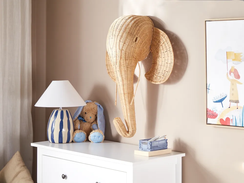 Wall Decor Elephant GRUNEY Rattan 83 cm Natural