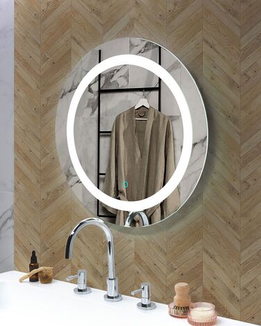 Round LED Wall Mirror ø 58 cm Silver SELUNE