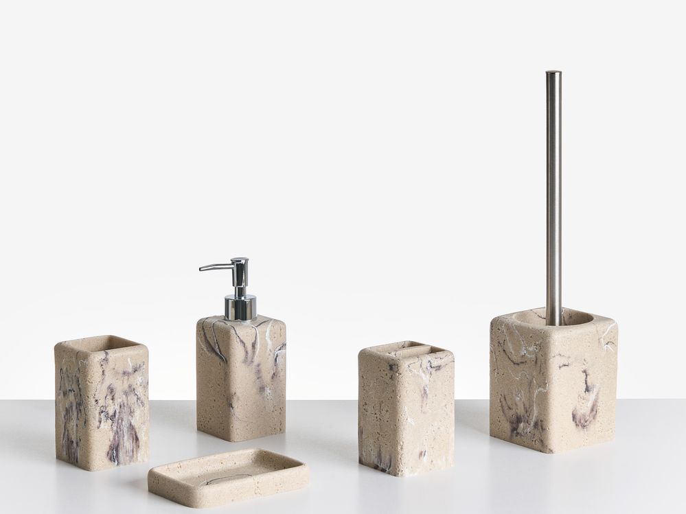 Conjunto de 5 acessórios para a casa de banho VILCANOTA Mármore creme