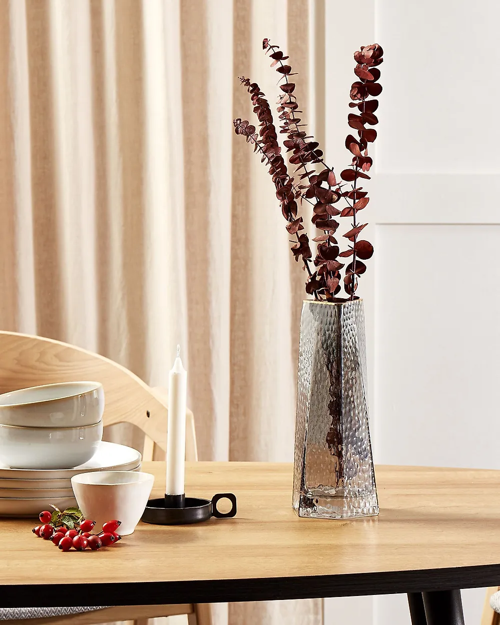 Blumenvase LILAIA 27 cm Glas Grau_1179090