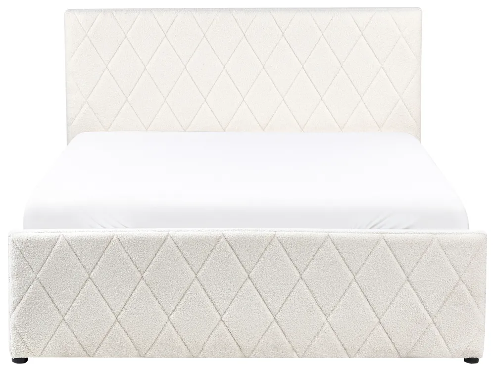 Ottoman Bed ROCHEFORT Boucle Off-White 140 x 200 cm (EU Double)_993749