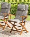 Set of 2 Garden Folding Chairs with Grey Cushions MAUI_755739