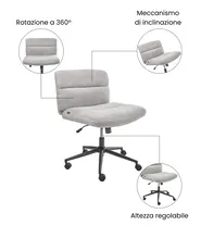 Sedia da scrivania CATLIN Bouclé Grigio chiaro_1074399