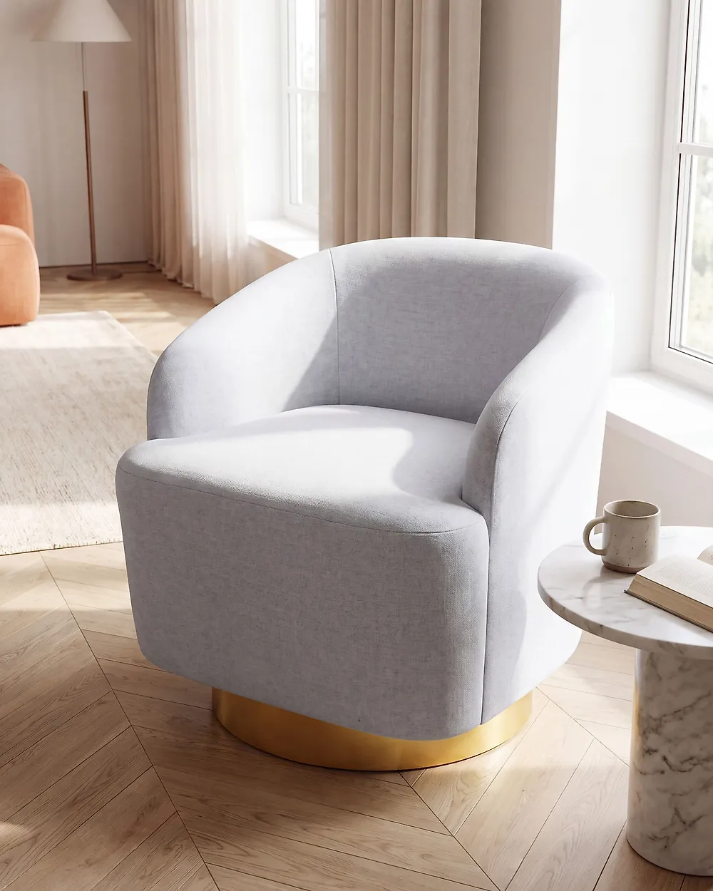 Poltrona girevole LAVIK Tessuto Grigio chiaro_1174632