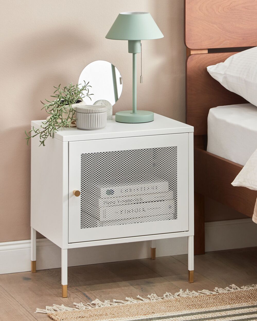 Bedside Table OSSETT Metal White Beliani