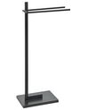 HOMCOM Porte-Serviettes Sur Pied En L 2 Barres – Sèche-Serviettes Stable Noir 78 Cm