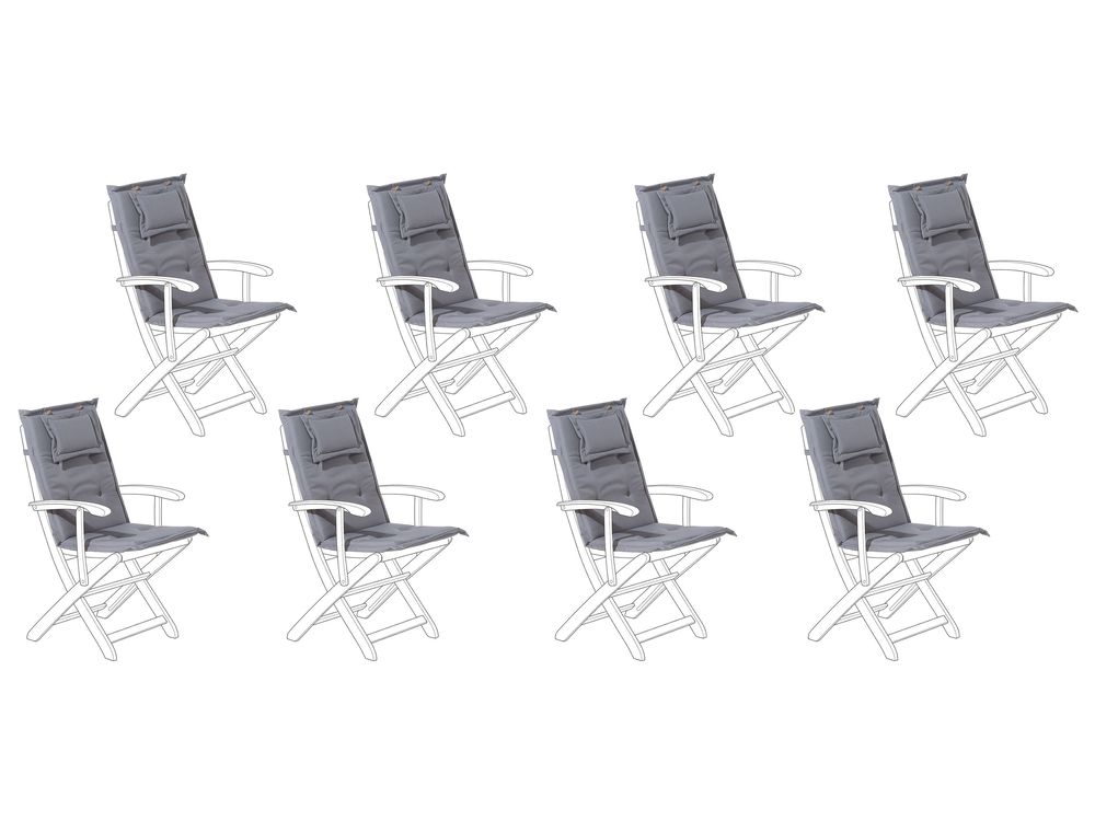 Set of 8 Back/Seat Cushions MAUI 40 x 54 cm Grey