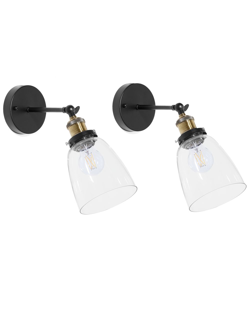 Set of 2 Wall Lamps LOVAT Adjustable Metal Transparent Black